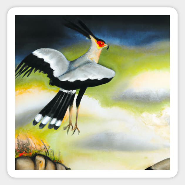 Secretary Bird In Flight Sticker by thatmacko